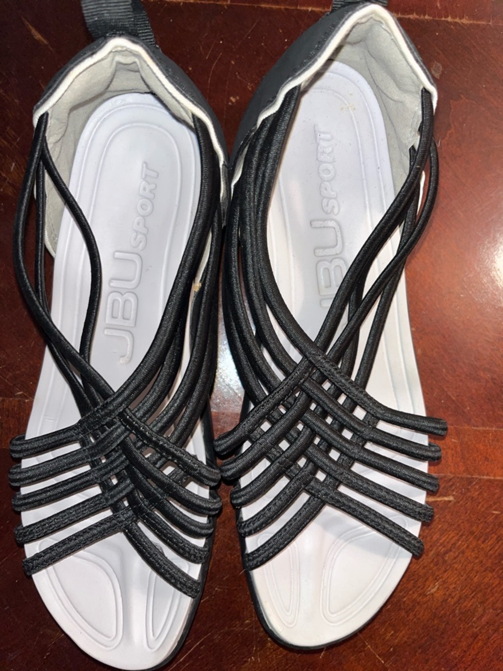 JBU Black Strappy Woven Elastic Sandals - Picture 2 of 9